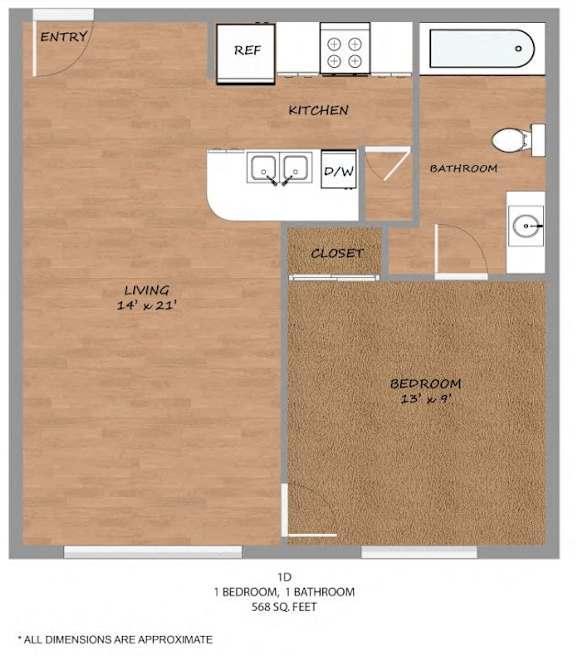 1 bed 1 bath E at Hickory Street Lofts Apartments, Denton, TX, 76201