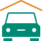 a green and orange object with a dotted line in the background