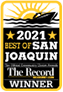 a boat is on the water with the words 2021 best of san joaquin the record winner