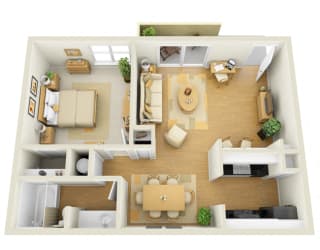 1 Bedroom A 1 Bathroom, 670 Square-Foot Floor Plan at L'Estancia, Sarasota, Florida