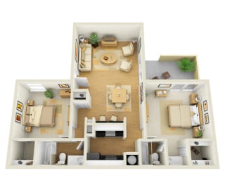 2 Bedroom 2 Bathroom, 1003 Square-Foot Floor Plan at L'Estancia, Sarasota