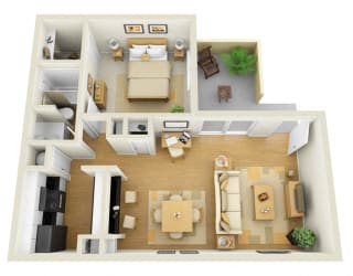 1 Bedroom 1 Bathroom, 680 Square-Foot Floor Plan at L'Estancia, Sarasota, 34231