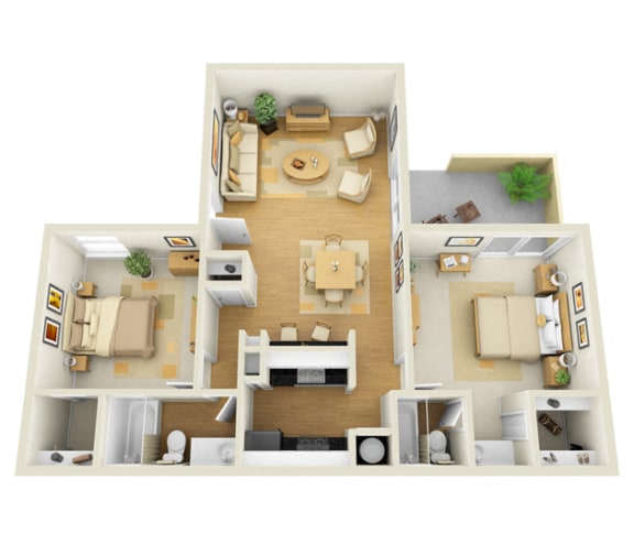 2 Bedroom 2 Bathroom, 1003 Square-Foot Floor Plan at L&#x27;Estancia, Sarasota