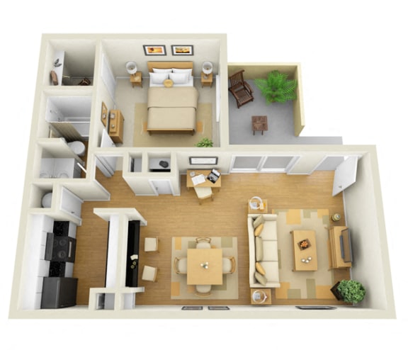 1 Bedroom 1 Bathroom, 680 Square-Foot Floor Plan at L&#x27;Estancia, Sarasota, 34231
