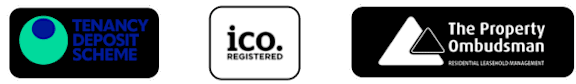 Three logos for Tenancy Deposit Scheme, ico, and The Property Ombudsman.