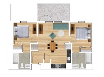 2 Bedroom C Floor Plan at Block C, San Marcos, CA, 92078
