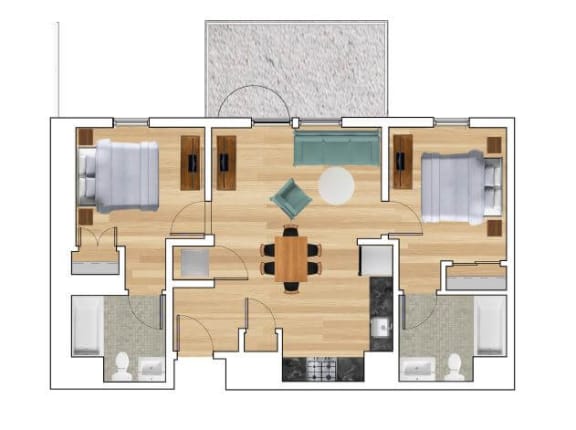 2 Bedroom C Floor Plan at Block C, San Marcos, CA, 92078