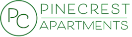 The image is a logo for Pinecrest Apartments.