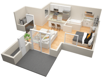 Studio Floor Plan 531 Sq.Ft. at The Trails at San Dimas, California, 91773