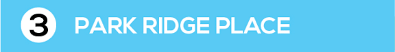 A blue sign with the number 3 and the words Park Ridge Place.