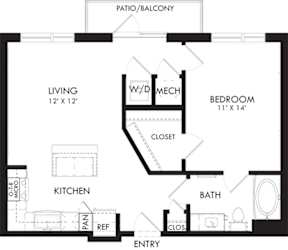 Steinway 1 Bedroom, 1 bath. Kitchen with Island and Pantry. stackable washer/dryer. Patio/Balcony
