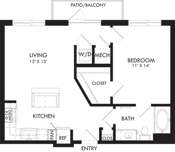 Steinway 1 Bedroom, 1 bath. Kitchen with Island and Pantry. stackable washer/dryer. Patio/Balcony