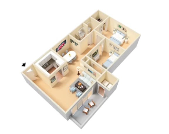 Fletcher Floor Plan at Clarion Crossing Apartments, PRG Real Estate Management, Raleigh, 27606