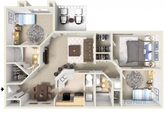 Floor Plan  3 Bedroom + 2 Baths