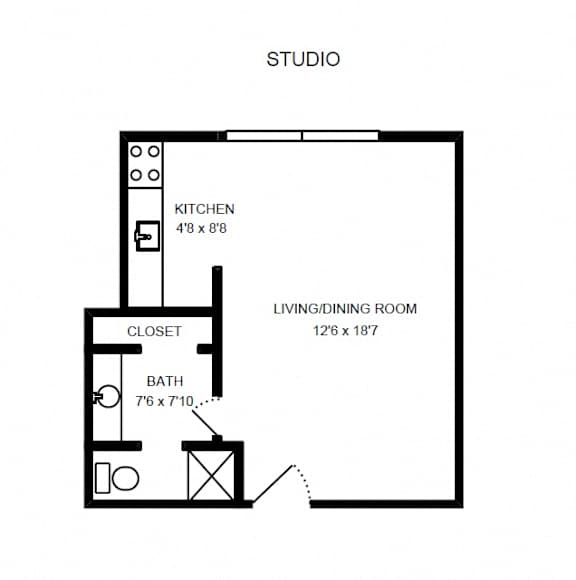 Studio 1 bath at Park at Fitzsimons Apartments, Aurora, Colorado