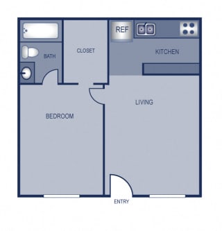 1 Bedroom 1 Bathroom Floor plan at Solaris, Austin