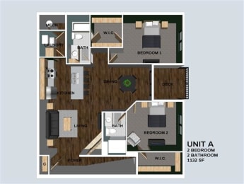 Floor Plan  Albright two bedroom two bathroom floor plan at Villas of Omaha at Butler Ridge
