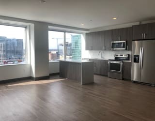 Living and kitchenat The Grand, Kansas City, MO