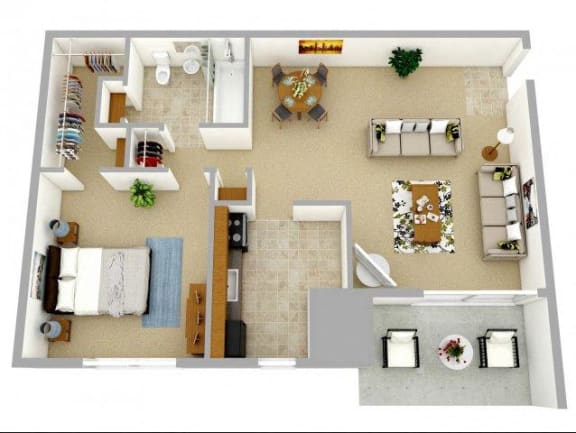 Floor Plan  One bedroom apartment floor plan in Williamsburg Va