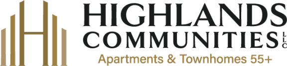 the logos for highland communities and apartments and amenities