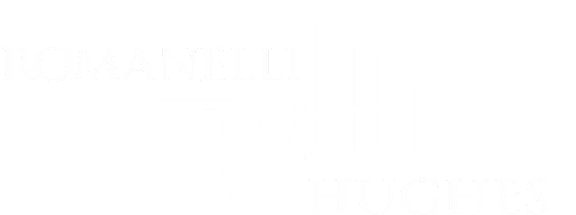 A black and white logo for Romanelli and Hughes.