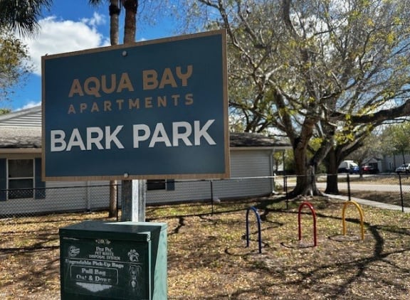 Bark Park signage Aqua Bay Apartments in Naples, FL 34116