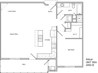 Hampstead one bedroom one bathroom floor plan at The Flats at 84