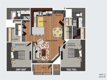 Floor Plan  Chatham two bedroom two bathroom floor plan at The Flats at 84