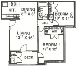  Floor Plan 2 Bedroom 1 Bath