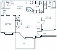 B1 Floor Plan 2 Bedroom 2 Bath at Elan at Mallard Creek Apartment Homes, Charlotte, NC