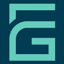 A blue and black graphic of the letter G.