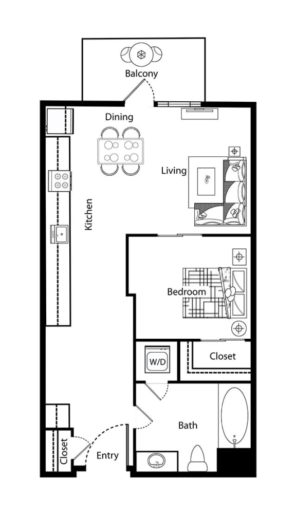 Floor Plan Jr 1 Bedroom - A