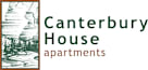 A poster advertising Canterbury House apartments with a sketch of a building on the left.