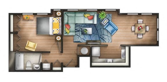 1 Bedroom - 1J Floor plan at The Saratoga Apartments, Washington
