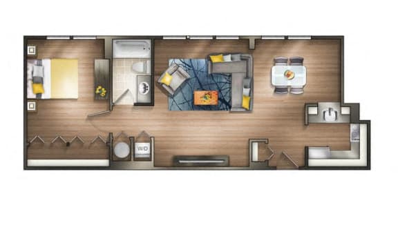 1 Bedroom - 1P Floor plan at The Saratoga Apartments, Washington