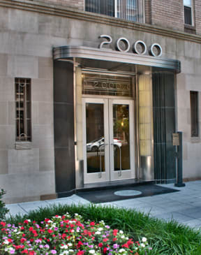 a view of the front of the building with the doors open