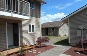 Landscaping and buildings
