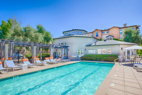 Resort Style Pool and Sun Deck at Renaissance Apartments in Santa Rosa, California