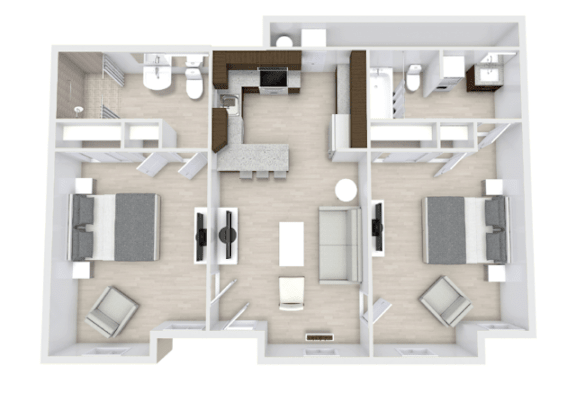 2Bedroom Floor Plan at Avia Apartments at Reedy Creek, Kissimmee, 34747