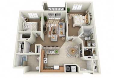 2 Bedroom 2 Bathroom Floor Plan at Siena Villas Apartments, Orem, UT, 84097