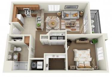 1 Bedroom 1 Bathroom Floor Plan at Siena Villas Apartments, Orem, 84097