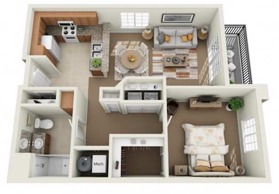1 Bedroom 1 Bathroom Floor Plan at Siena Villas Apartments, Orem, 84097