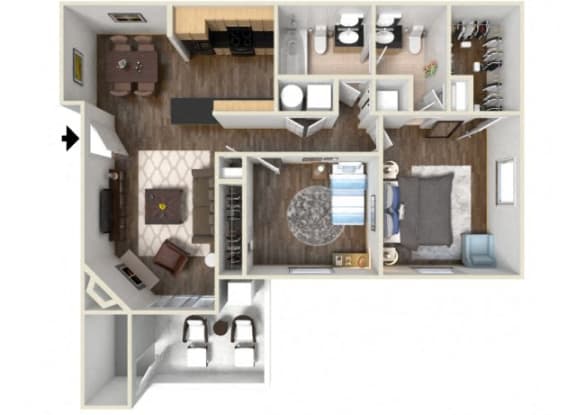 Floor Plan  Floorplan 2B at Apres Apartments in Aurora, CO