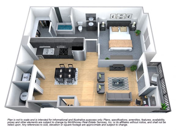 Laurel 1 Bedroom 1 Bath Floorplan Laurel 1 Bedroom 1 Bath Floorplan at Cycle Apartments, Colorado, 80525
