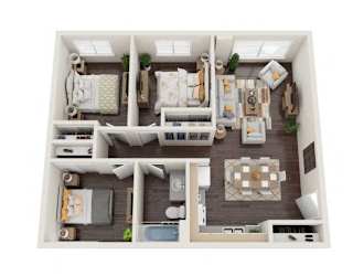 Floor Plan Three Bedroom One Bathroom (Affordable)