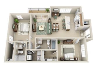 Floor Plan 2 Bedroom 2 Bath
