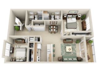 Floor Plan 2 Bedroom 2 Bath Renovated