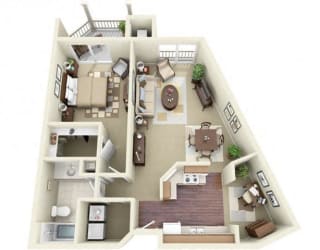 One Bedroom Style C Apartment Floor Plan