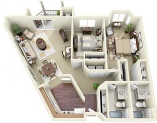 Two Bedroom Style A Apartment Floor Plan