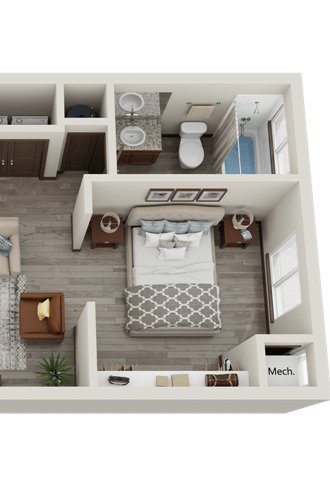 a floor plan of a studio apartment